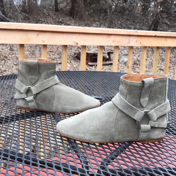 Isabel Marant Etoile faded olive green 7M(37) leather straps ankle hi boots - Picture 7 of 16